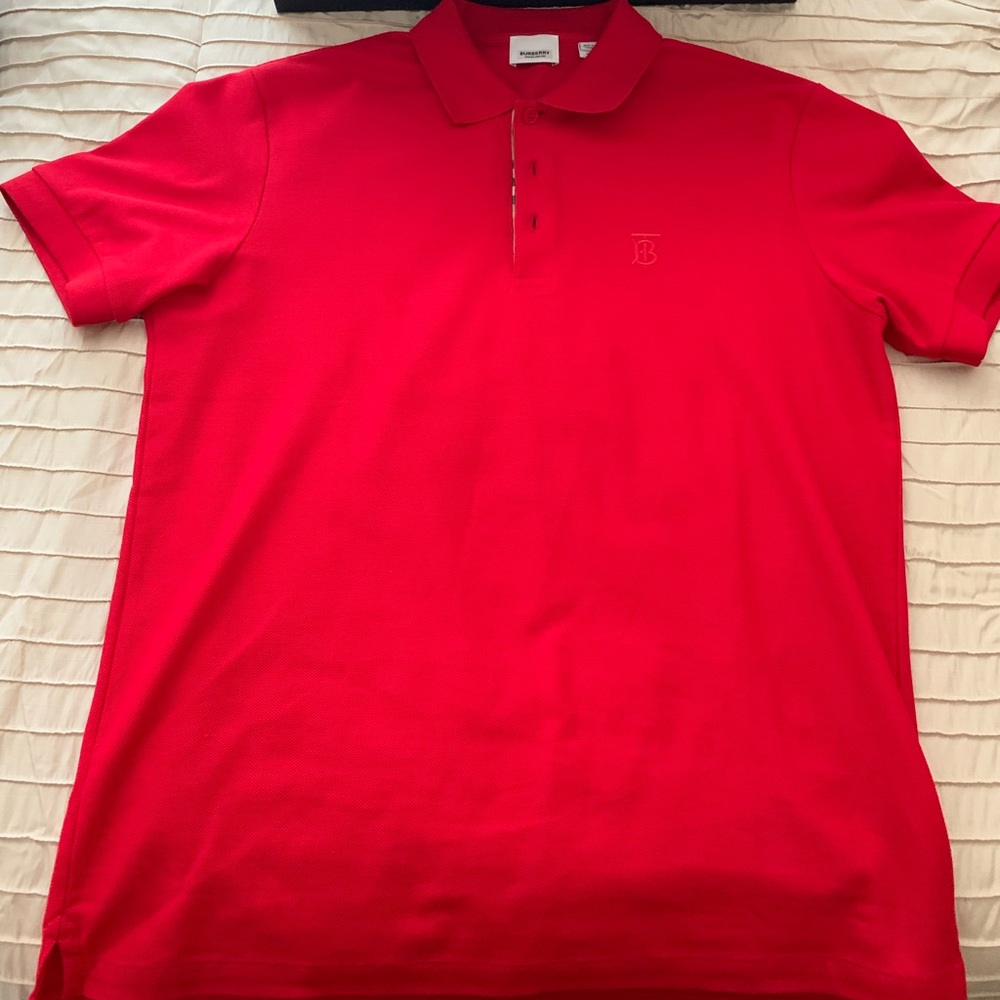 Red Burberry Polo Shirt